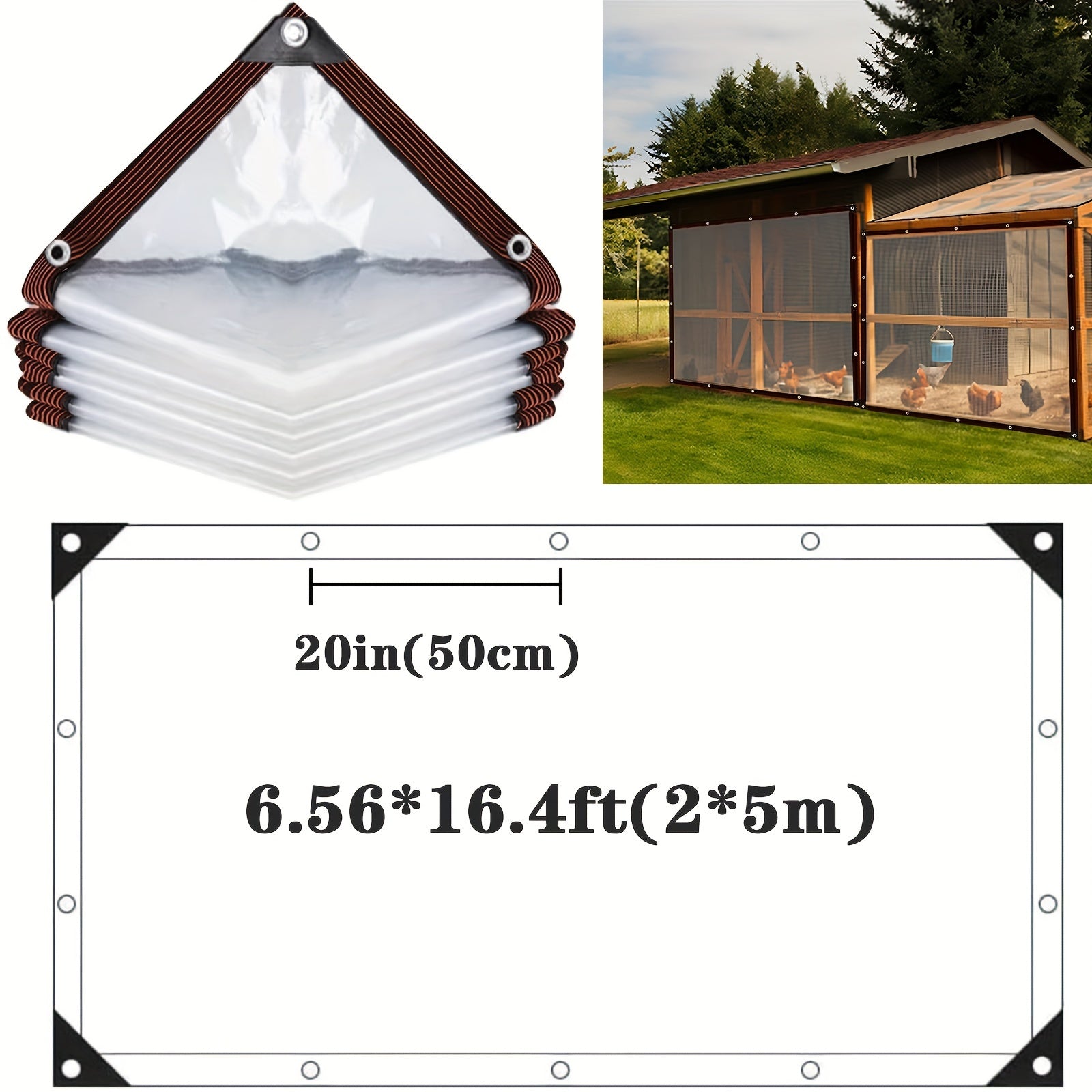 HDPE Transparent Tarpaulin All-Weather Outdoor Waterproof Cover Durable UV Stable Easy Setup