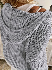 Suéter holgado de punto con capucha para mujer y protección solar