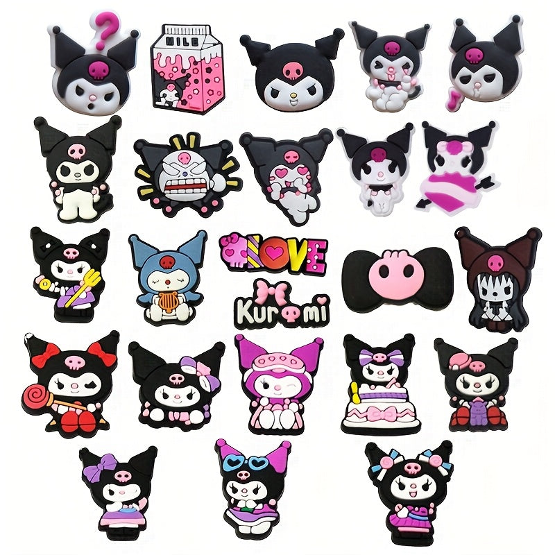 10 Pcs PVC Shoe Charms Set for Kids Black & White Cat Design with Bows