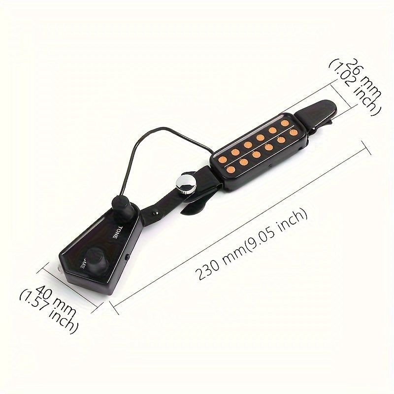 12-Hole Magnetic Acoustic Guitar Pickup with Adjustable Volume and Tone Control