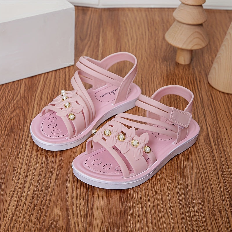 Girls' Summer Sandals Toddler to Kids Breathable Lightweight Beach Shoes with Hook and Loop Closure