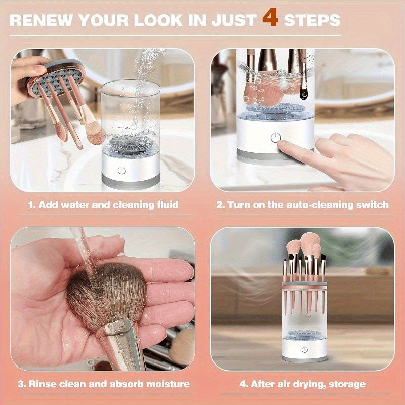 USB-Powered Makeup Brush Cleaner and Dryer for 6 Brushes Odorless and Fast