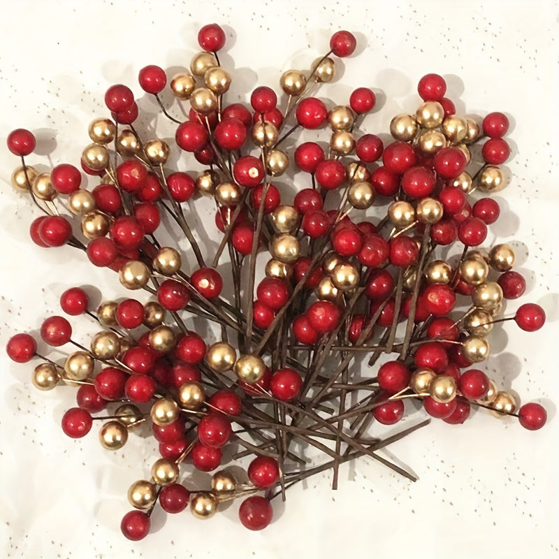 Christmas Berry Garland with Gold and Silver Plastic Berries for Festive Decor