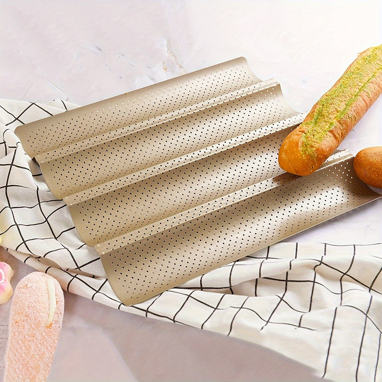 Baguette Baking Pan Non-Stick Mesh Mold 2 3 or 4 Slot Options