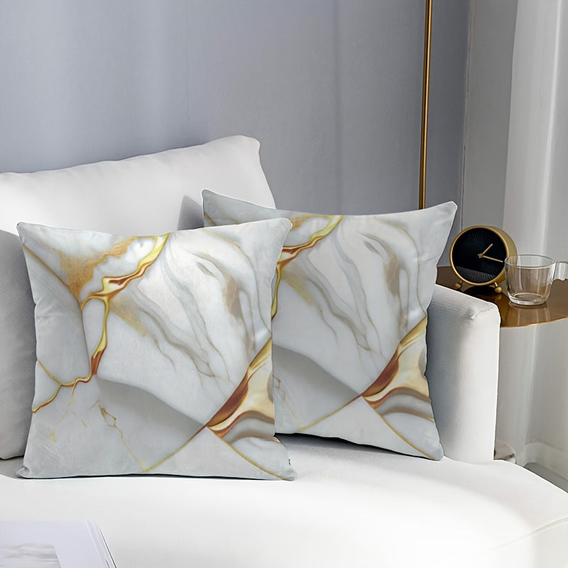 Marble Textured Polyester Throw Pillow Cover 45cm Zipper Closure Double-Sided Washable