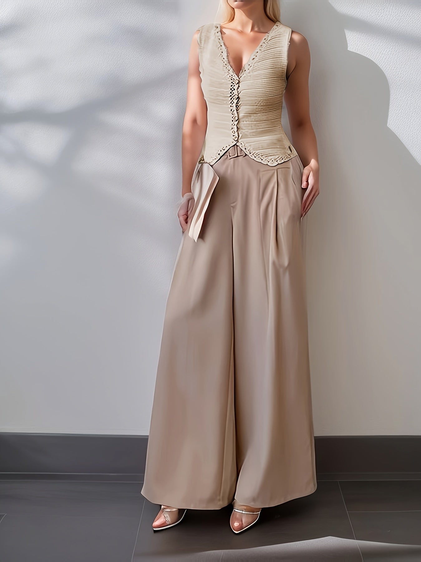 Plus Size Women’s Fashion Hollow Crochet V-Neck Vest Sleeveless Top