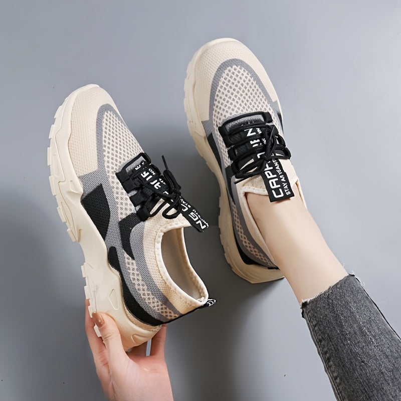 Women's Mesh Sneakers Casual Lace-Up Low Top Athletic Breathable Shoes