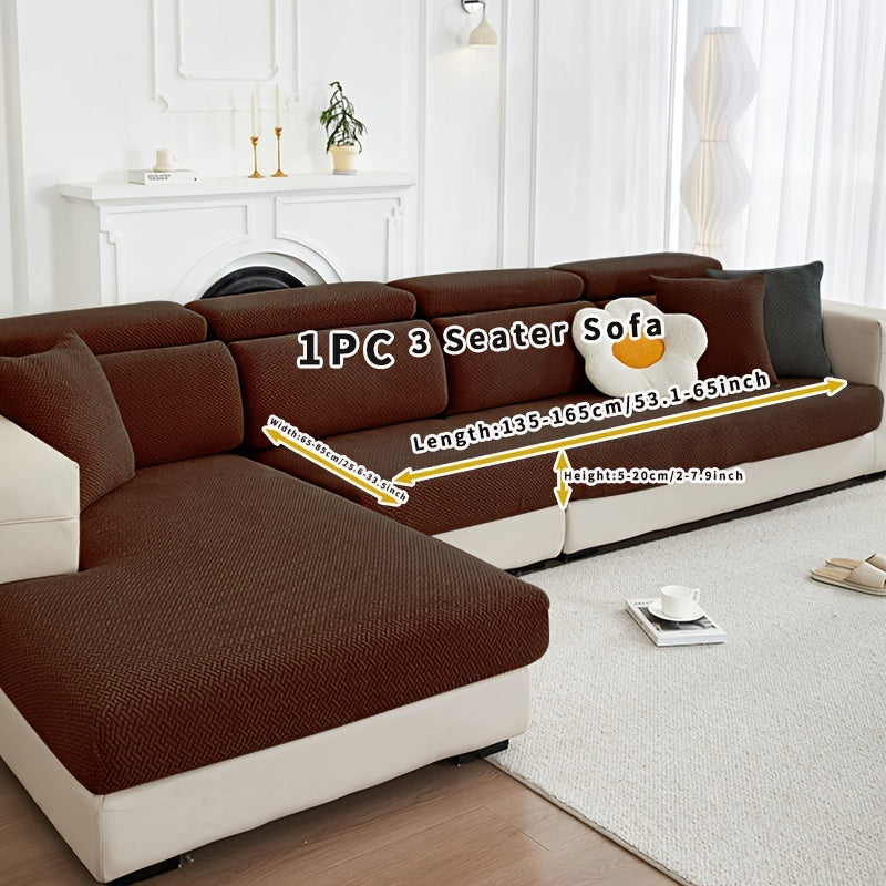 Серый флисовый чехол для дивана, подходящий для всех сезонов, эластичный и защитный для домашнего использования.