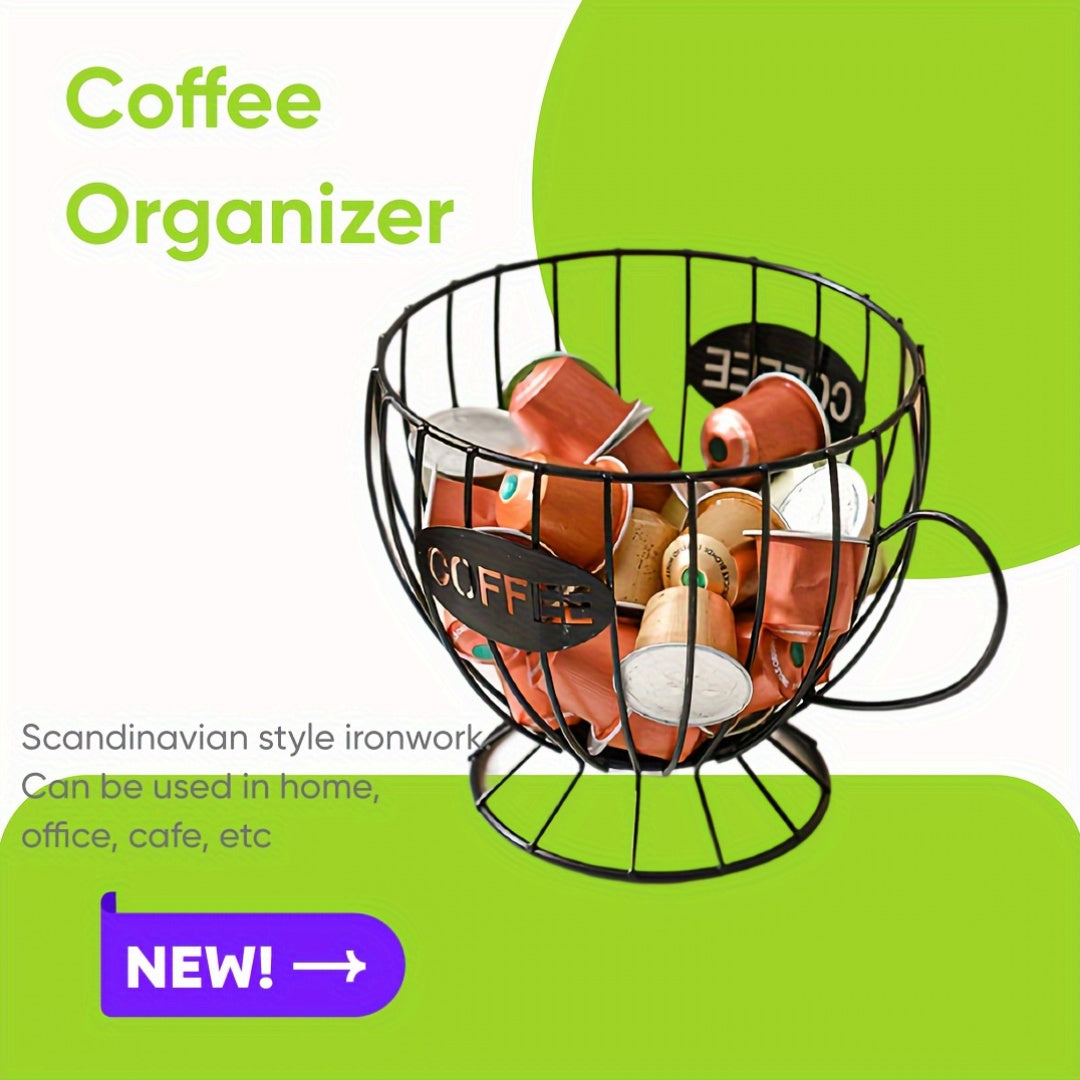 Scandinavian Style Iron Coffee Capsule Storage Rack for Kitchen Pantry Office
