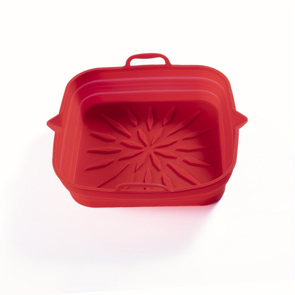Foldable Square Air Fryer Tray with Silicone Baking Pad Reusable High-Temperature