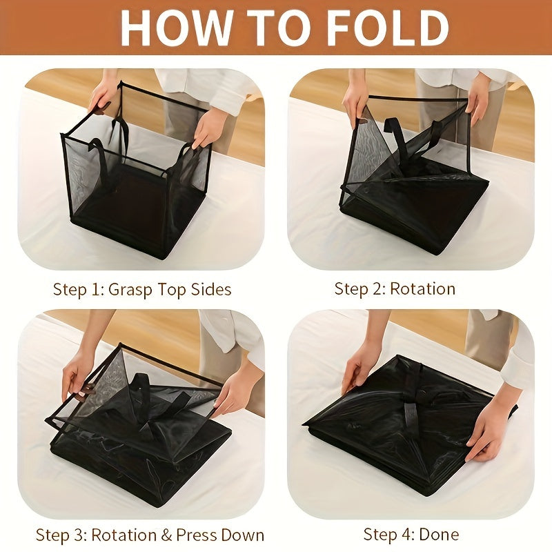 Складная корзина для грязного белья с ручками, идеальна для ванной комнаты или хранения игрушек и организации дома.