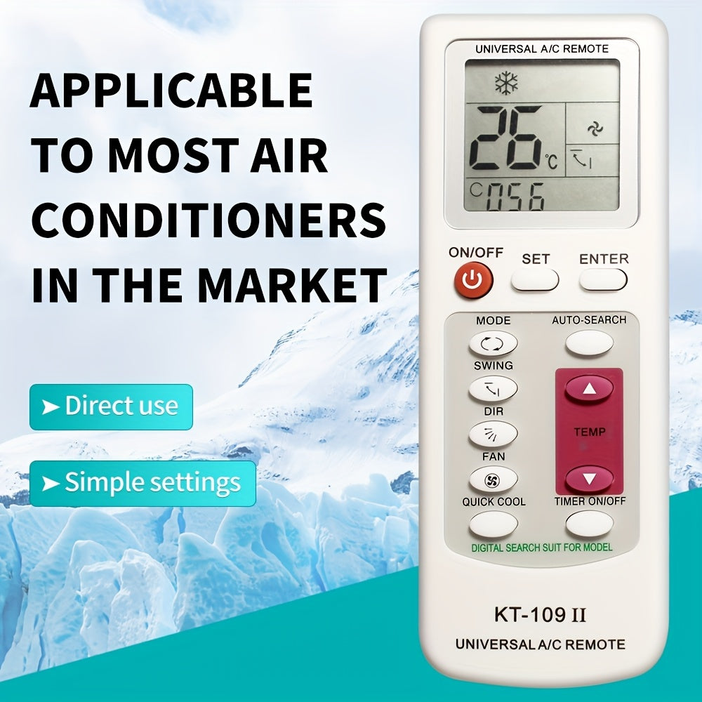 Control remoto universal de aire acondicionado con batería, sensor infrarrojo, plástico, compatible con la mayoría de los aires acondicionados