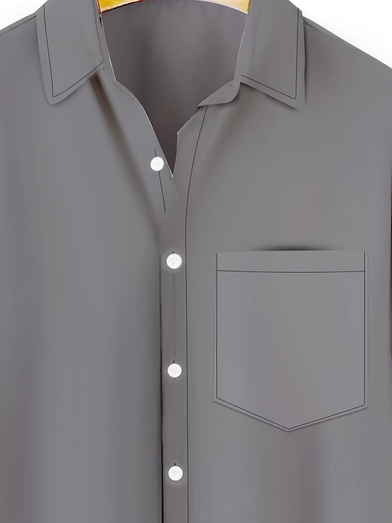 Camisa de tamaño grande para hombre en azul marino con cuello en V, ajuste ajustado, bolsillo en el pecho, con botones, tela no elástica para primavera y otoño
