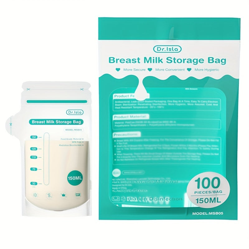 Breastmilk Storage Bags 150ml Self-Standing 10/30/100pcs for Easy Feeding