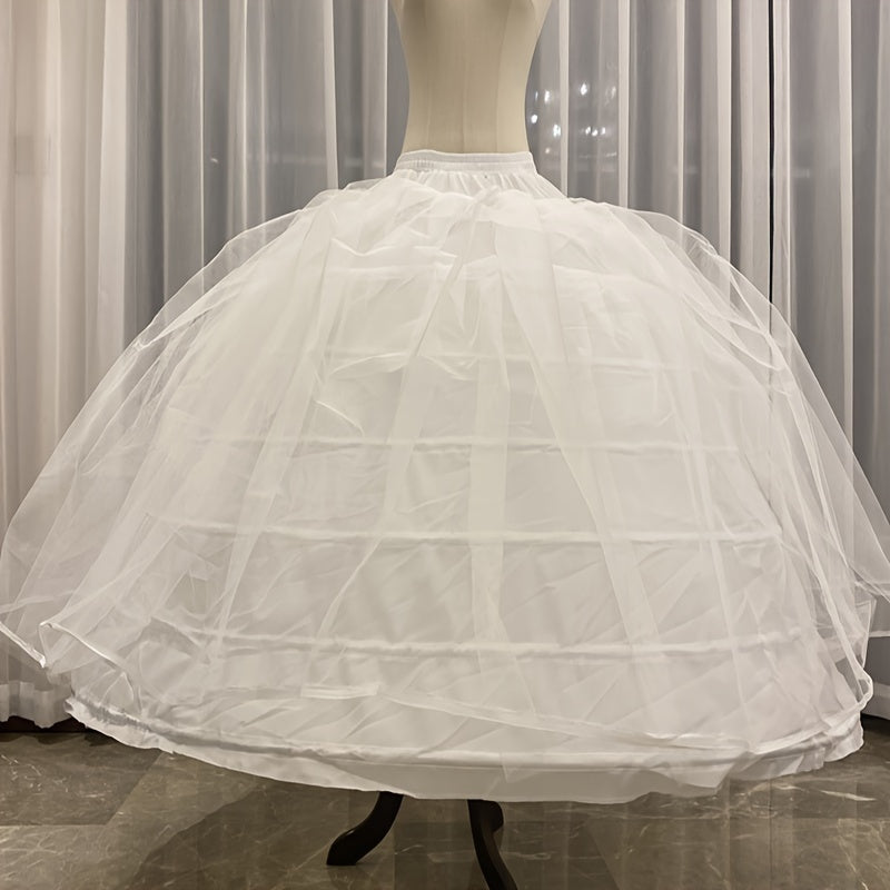 Full-Length Wedding Dress Petticoat with 6 Hoops Polyester Crinoline Underskirt