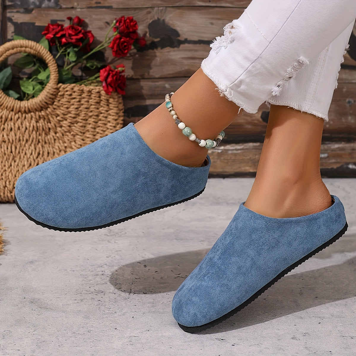 Women's Retro Mules Slip-On Flats EVA Casual Shoes Comfortable Lightweight