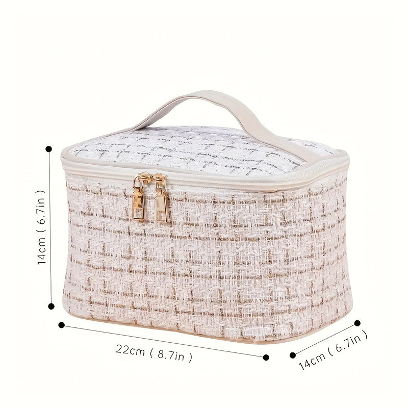 Плетеная косметичка с молнией, легкий органайзер для туалетных принадлежностей для женщин