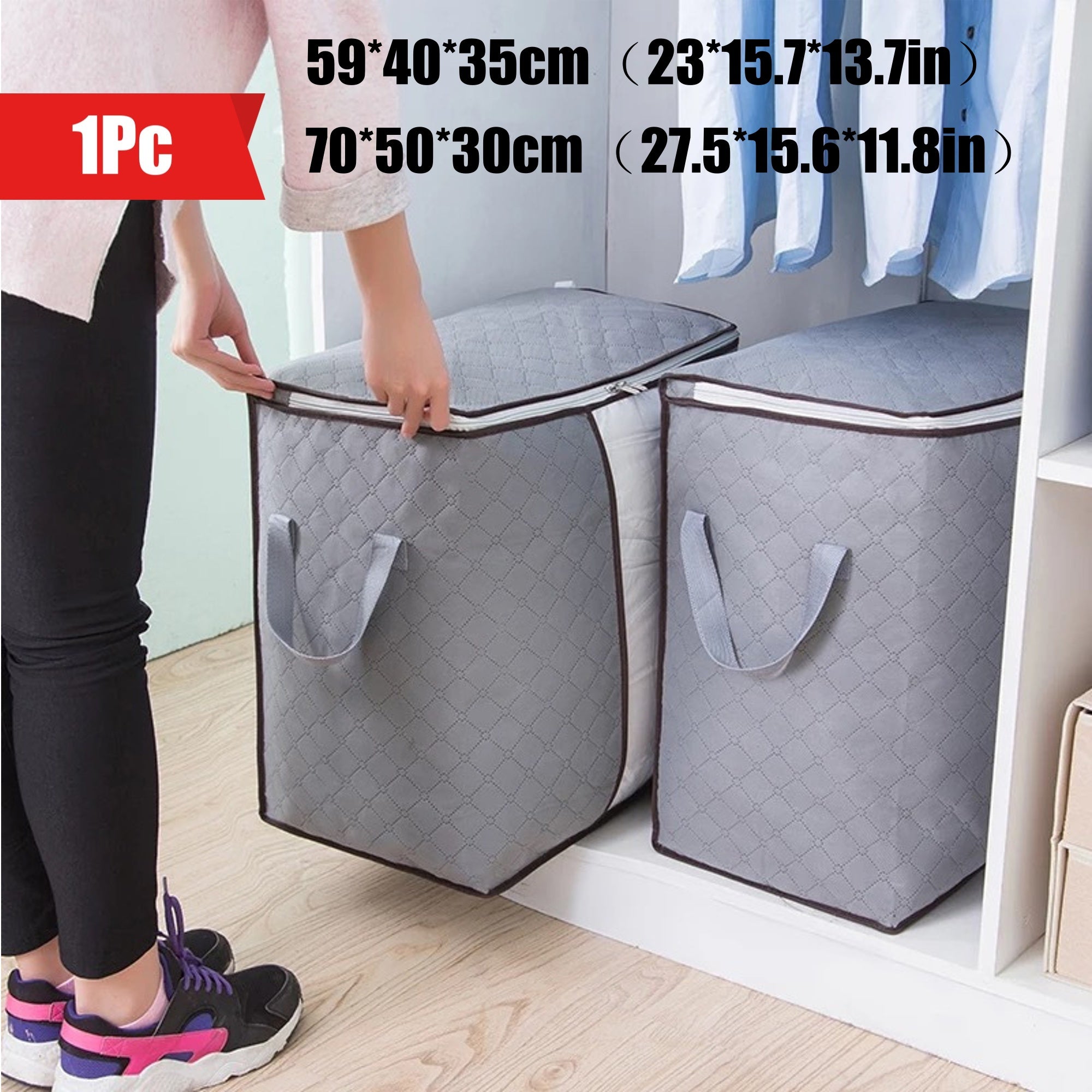 Large Zippered Storage Bag for Clothes and Quilts 59x40x35cm