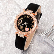 Шесть штук кварцевых часов с ремешками из PU-кожи, стрелками из цинкового сплава, украшения для Дня святого Валентина, Пасхи, Рамадана, дней рождения, Дня матери