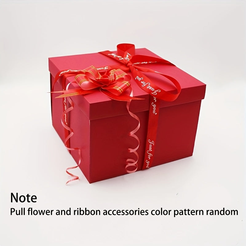 5-Tier Pop-Up Gift Box with Lid for Birthdays Weddings and Events Durable Polyester