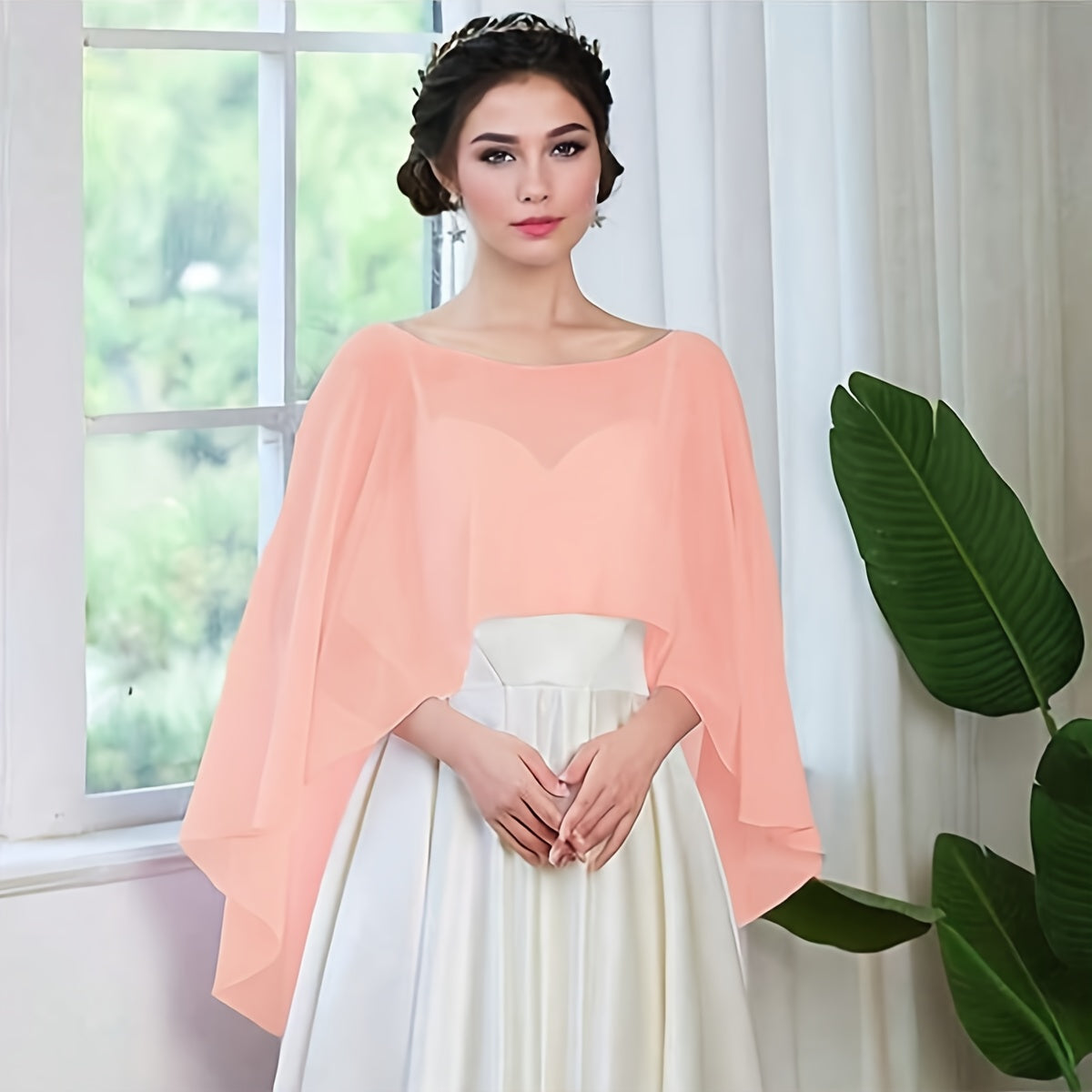 Solid Color Chiffon Cape for Wedding Dresses and Everyday Fashion Lightweight Hand Washable
