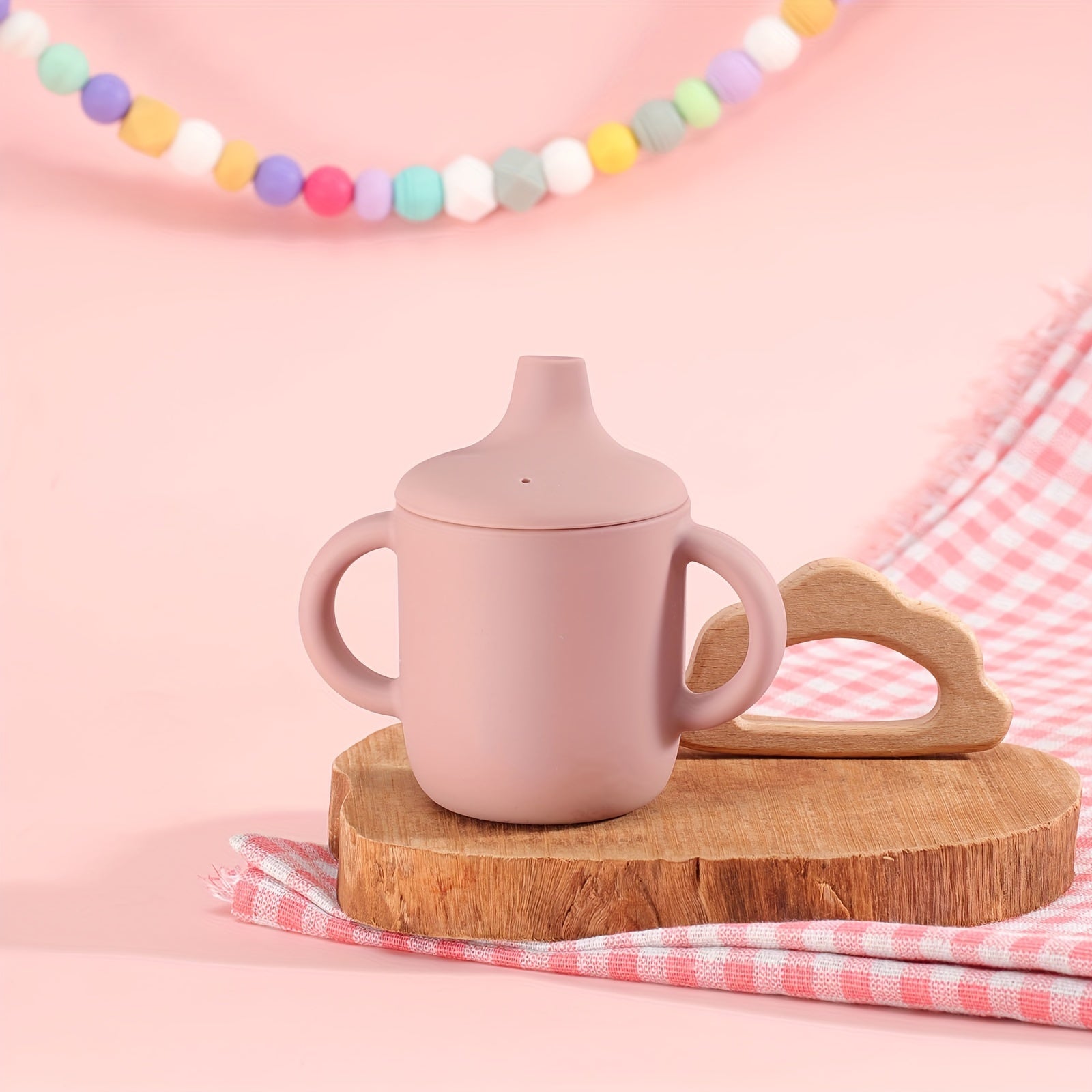 Children's Silicone Drinking Cup Double Handle Baby Food Water Bottle