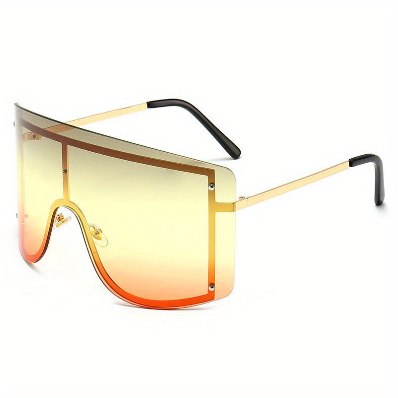 Large Unisex Sunglasses with Anti-Glare Gradient Shield for Summer Beach Parties