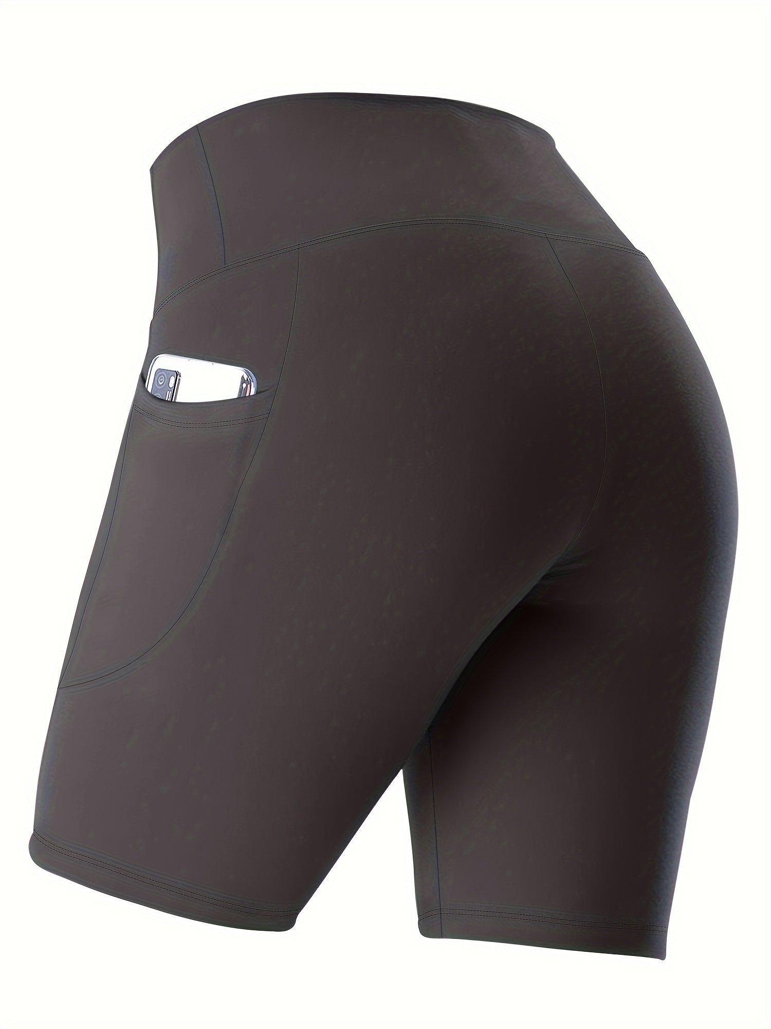 Women's Plus Size High-Waisted Side Pocket Workout Shorts