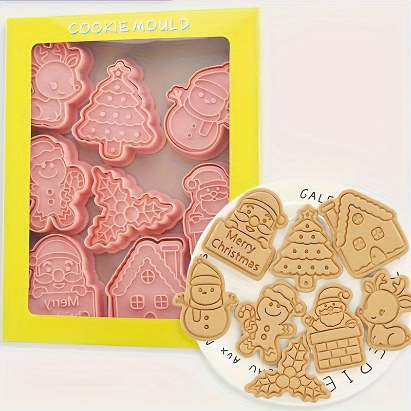 Christmas Cookie Cutter Set 8-Piece Durable Plastic Baking and Holiday Party