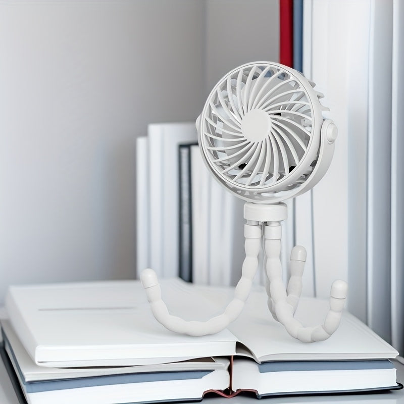 Ручной USB-вентилятор с дизайном в виде осьминога — портативный и с регулируемым 3-скоростным потоком воздуха для использования в помещении и на улице.