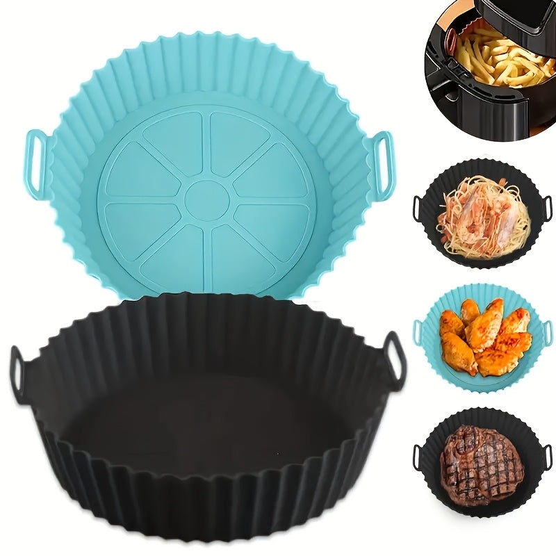 Qayta ishlatiladigan Silikon Havo Fryer Qopqog'i uchun 3QT-5QT Non-Stick Issiqlikka chidamli Ko'k Qora