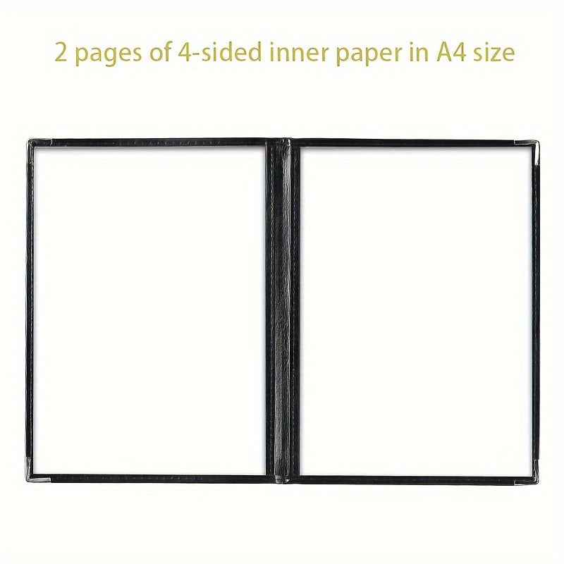 Set of 4 A4 Leather Menu Display Books with Transparent Loose-Leaf Pages for Restaurants
