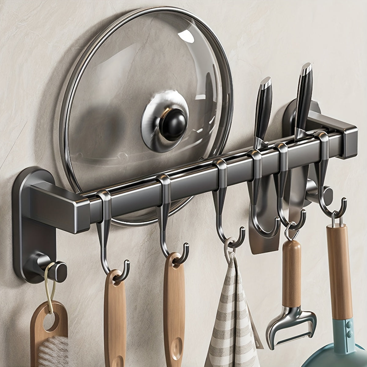 Kitchen Organizer Rack Carbon Steel for Chopsticks Knives and Seasonings Easy Installation