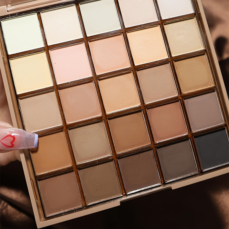 K'APEINE 25-Color Eyeshadow Palette: Matte & Shimmer finishes, Waterproof, Highly Pigmented in Orange-Brown Nude Shades.