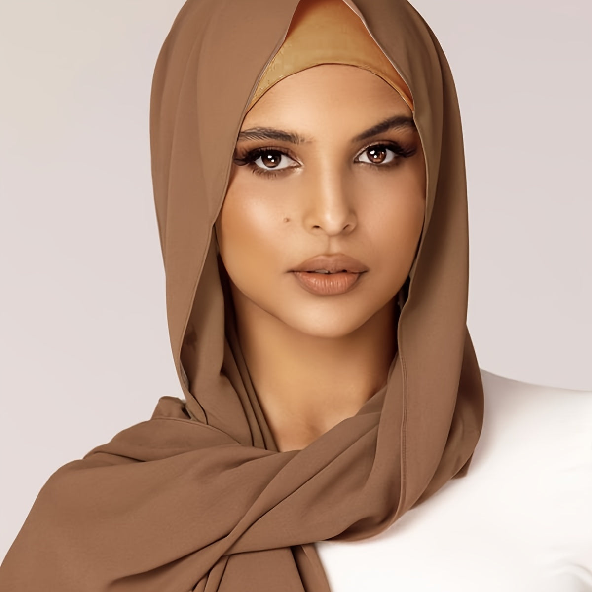 Set of Two Elastic Chiffon Undercap Scarves with Breathable Inner Hijab Cap and Sunscreen Hijab