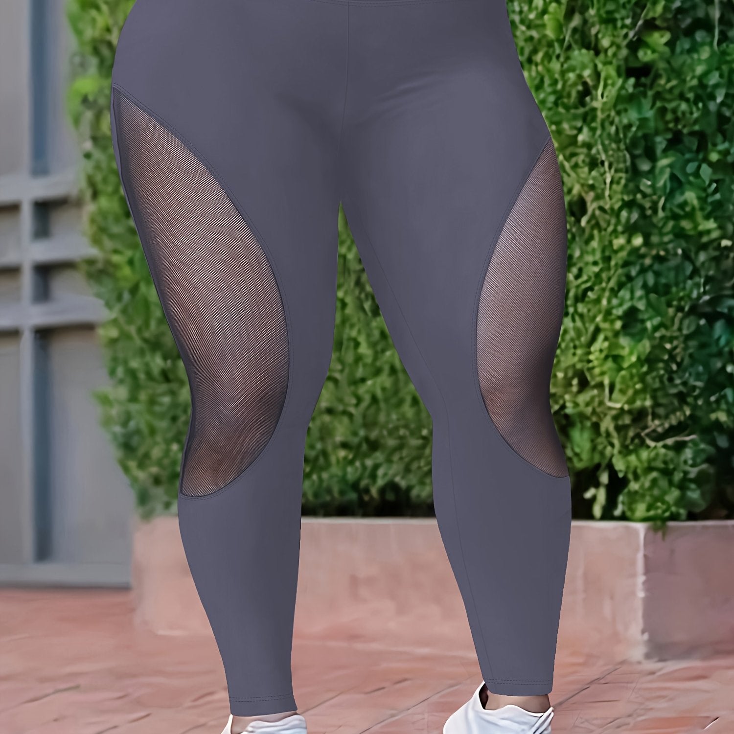 Ayollar uchun keng o'lchamli yuqori belli, elastik mesh jorjlar, elastik bel bilan, qorong'i kulrang