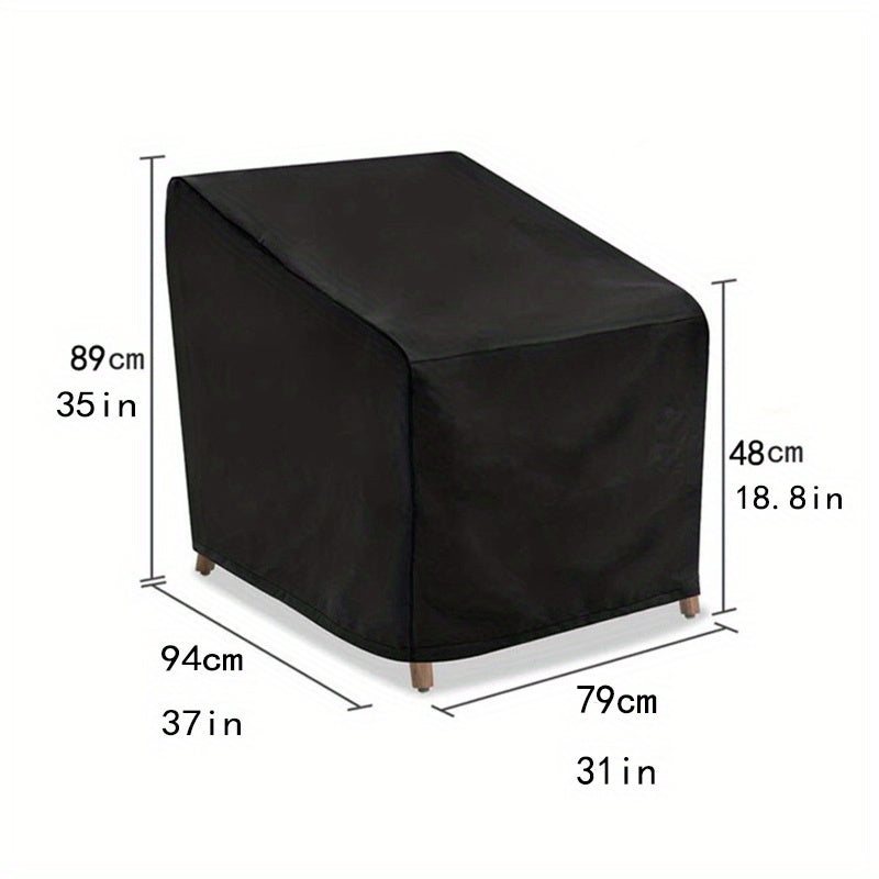 Funda para silla de jardín impermeable para exteriores, negra, de nylon, con cordón, para patio y balcón, resistente a todas las condiciones climáticas