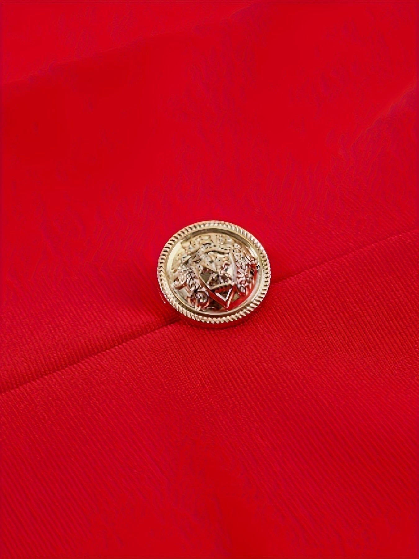 Women's Red Blazer Set with Double-Breasted Buttons Crop Top and High-Waisted Pants for Formal Occasions