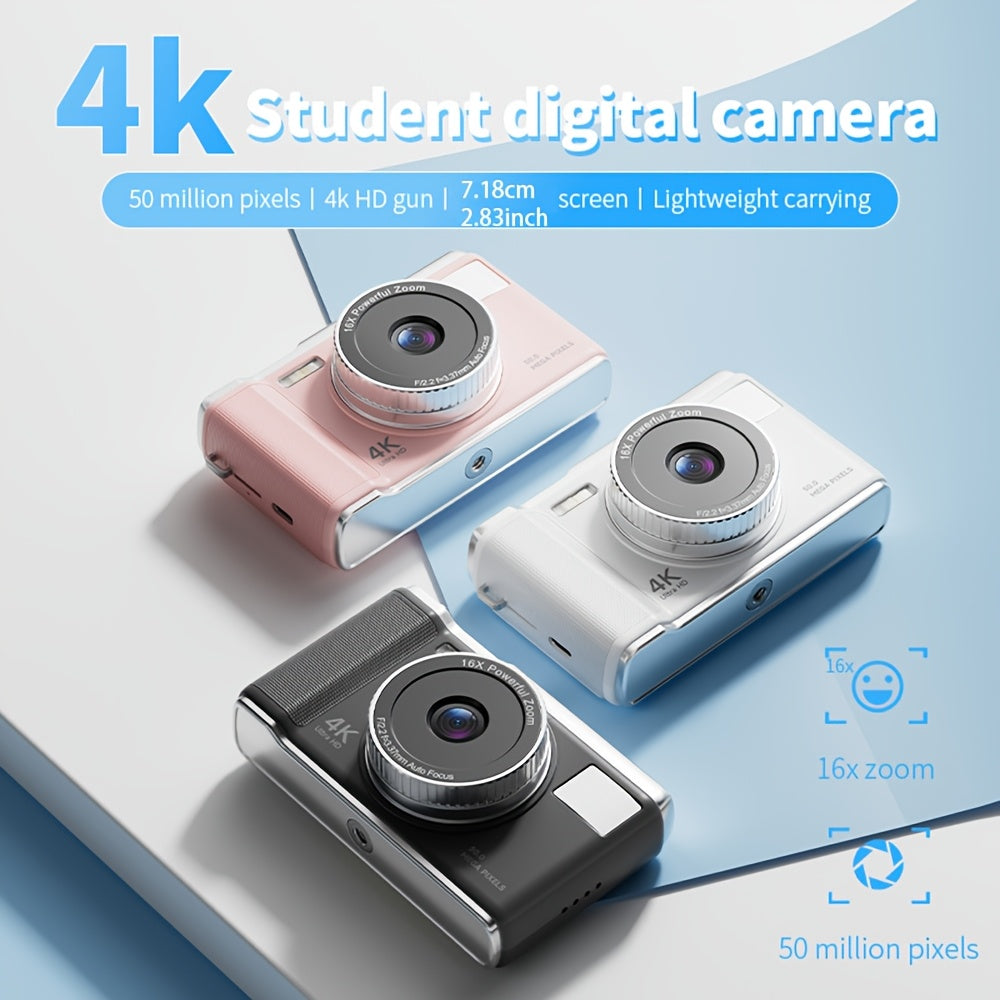 Digital Camera for Teens 4K UHD 16X Zoom 2.8 Inch FHD Screen 32GB Card