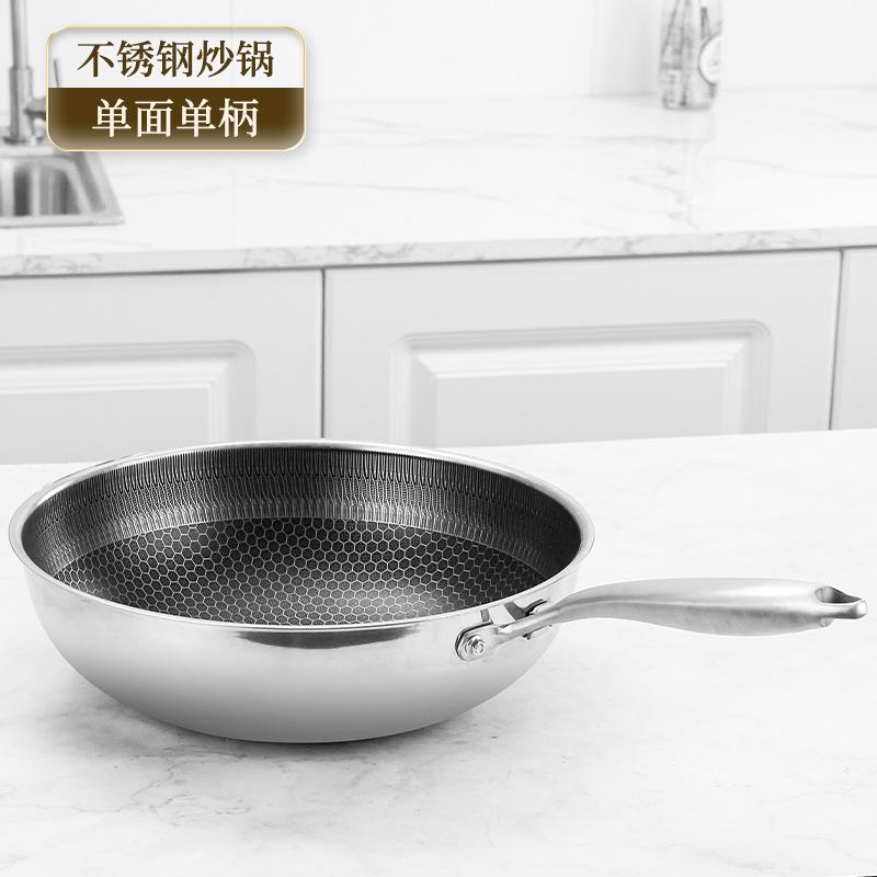 Non-Stick Stainless Steel Frying Pan with Honeycomb Design 3-Layer Less Smoke Cooking Pan
