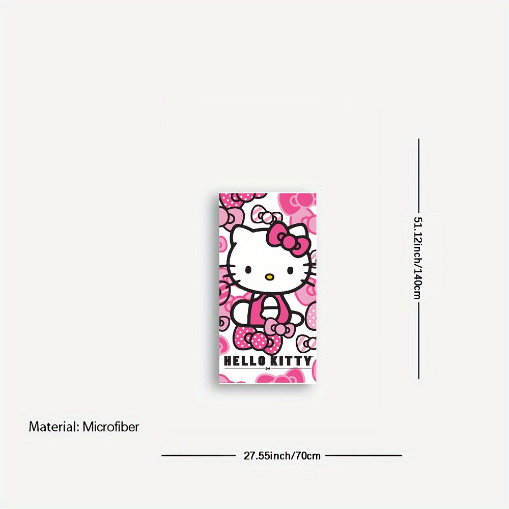 Hello Kitty mikrofibra plyaj sochiq, multfilm mavzusi bilan, faqat qo'l bilan yuvish, tez quriydigan va namni yaxshi so'radigan, Hello Kitty naqshi, 250gsm.