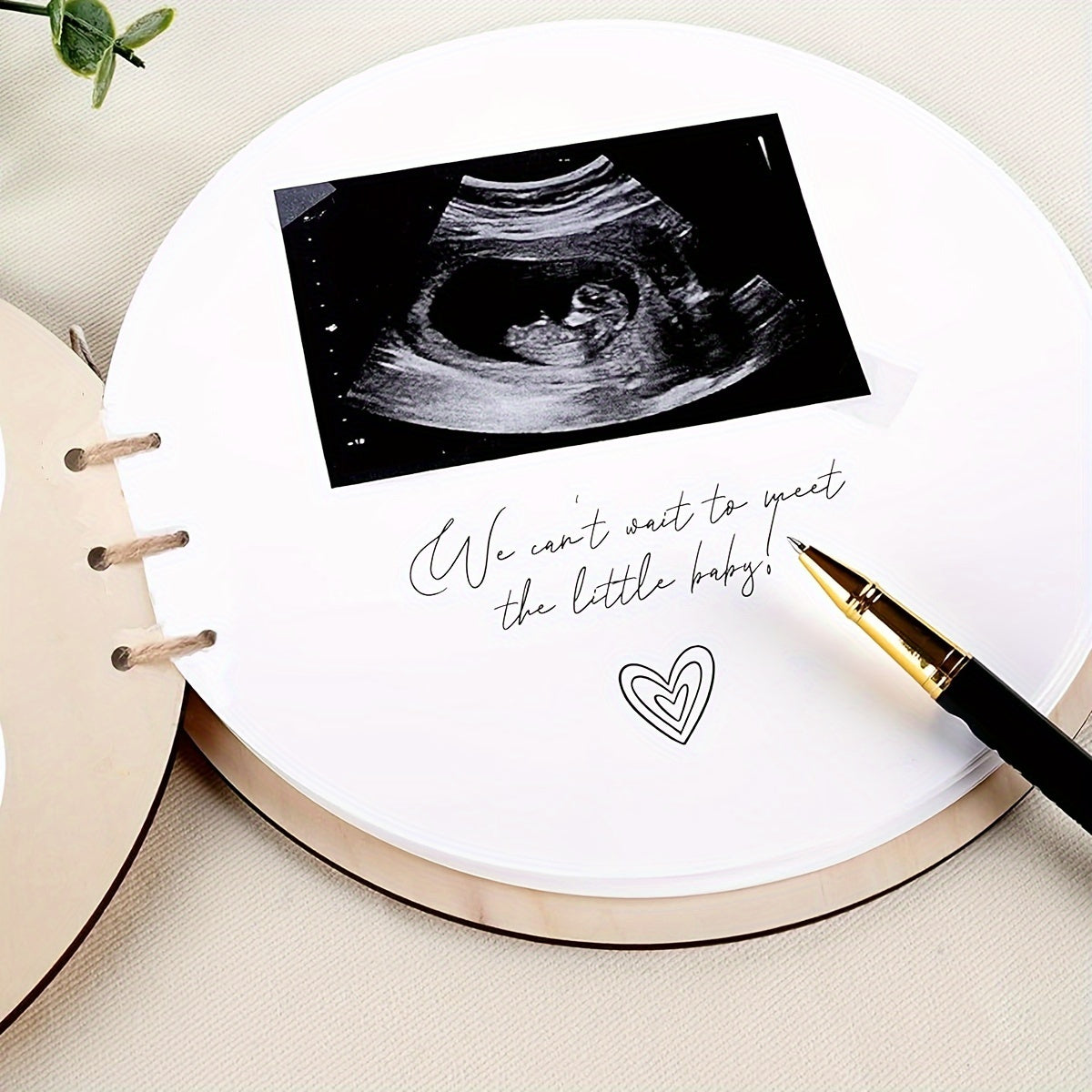Wooden Baby Shower Guest Book Alternative Keepsake with 35 Blank Pages for Memories and Wishes