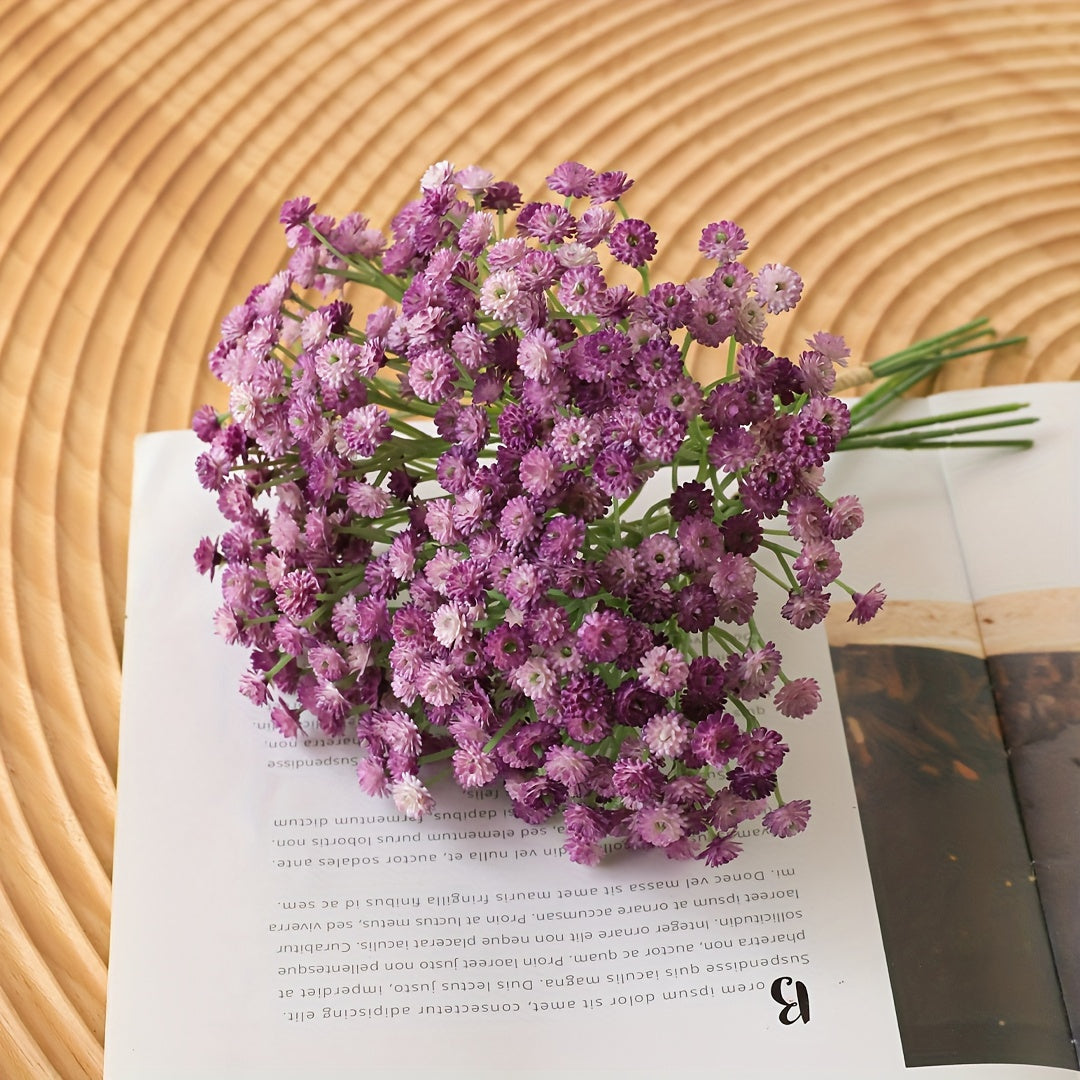 Nikohlar, tug‘ilgan kunlari va uy bezatish uchun sun’iy Gypsophila buketi, haqiqatga yaqin PE gullar