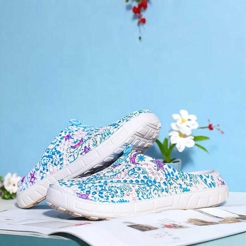 Women's and Men's All-Season Mesh Slip-On Garden Clogs with Floral Print