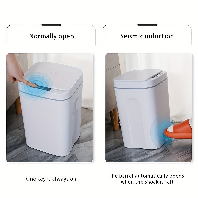Portable smart trash can with touch sensor lid no battery needed for home office use
