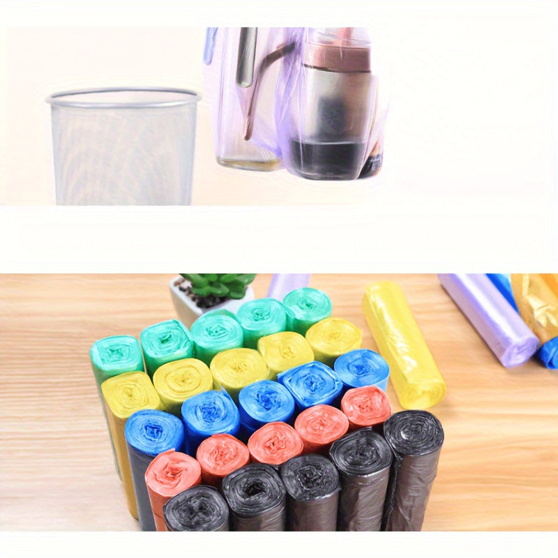100 Colorful Disposable Trash Bags in 5 Rolls for Home Office Kitchen Bathroom