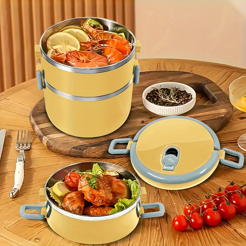 Large Capacity Three-Layer Stainless Steel Food Storage Container