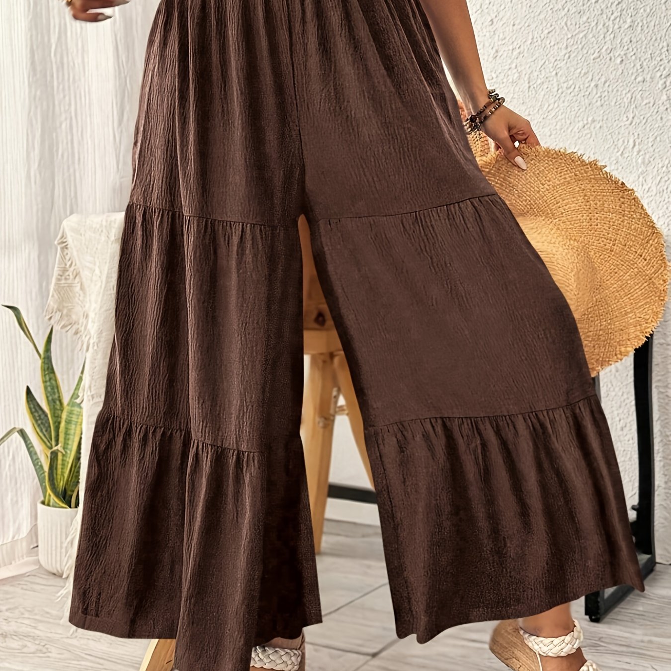 Plus Size Women's Patchwork Cake Skirt Pants Long Trousers