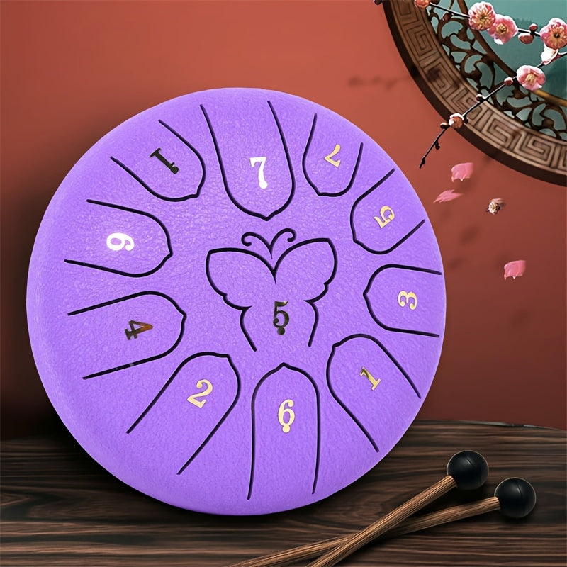 Steel Tongue Drum 11 Notes Carbon Steel for Sound Healing Meditation with Carry Bag and Accessories