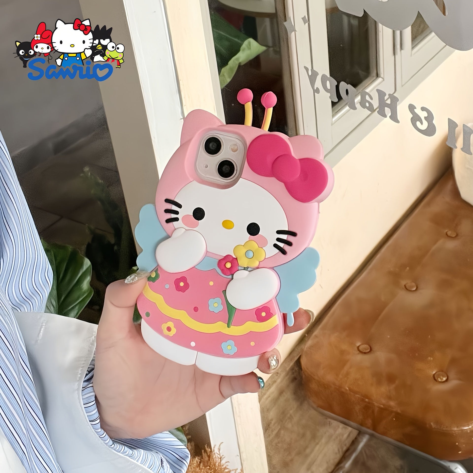 Hello Kitty Cartoon Phone Case for iPhone Silicone Shell with Lanyard